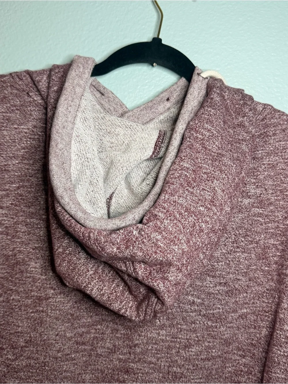 Express Men's Hooded Knit Sweater Pullover - Heather Mauve Burgundy